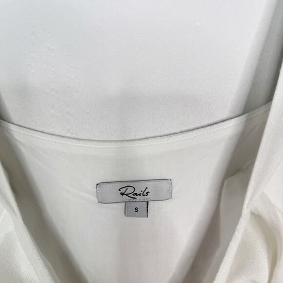 Rails Small S White Sandy Dress Tiered Ruffle Square Neck Linen Blend Mini Flowy - Picture 8 of 12